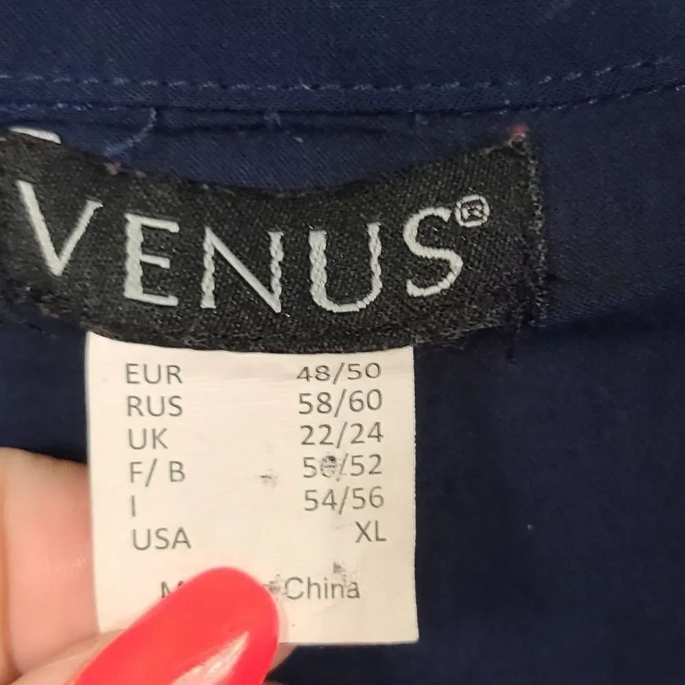 VENUS Navy Shirt Dress XL Beach Cover Up Roll Tab Sleeve Cruise Resort Tunic - Picture 3 of 10